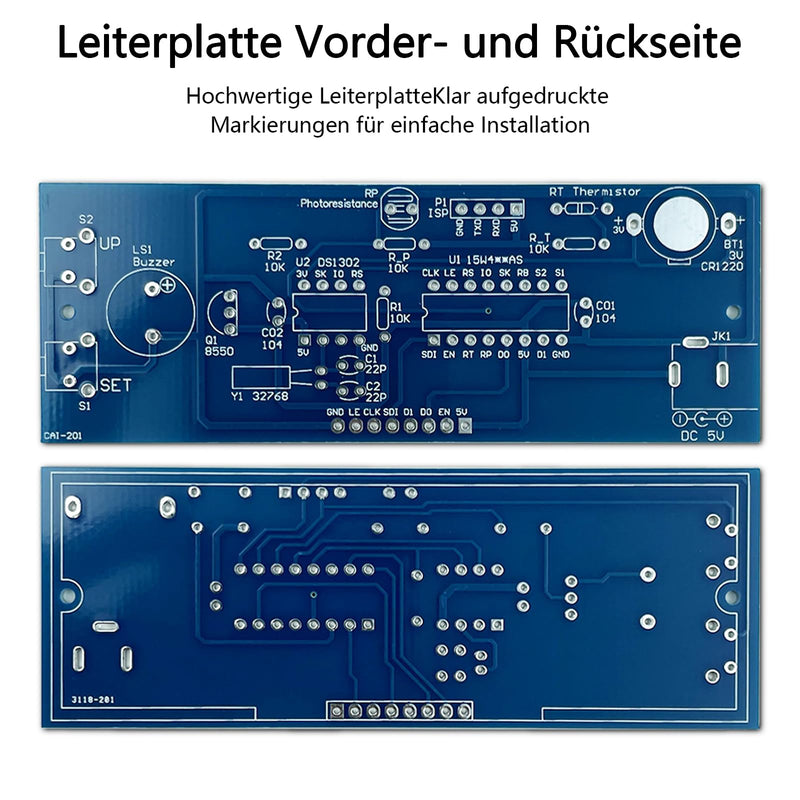 EIELE Electronic Clock Soldering Set Multicoloured Display with Free Adjustment Practical Learning Program for Soldering Enthusiasts (Soldering Required)