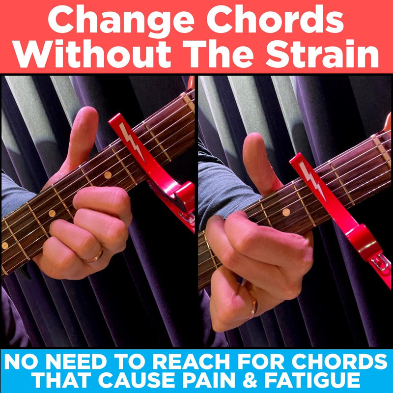 [AUSTRALIA] - Guitar Capo for Acoustic and Electric Guitars - Guitar Accessory to Instantly Change Key & Chord - Quick Release, Spring Action Grabber - White Lightning Design 