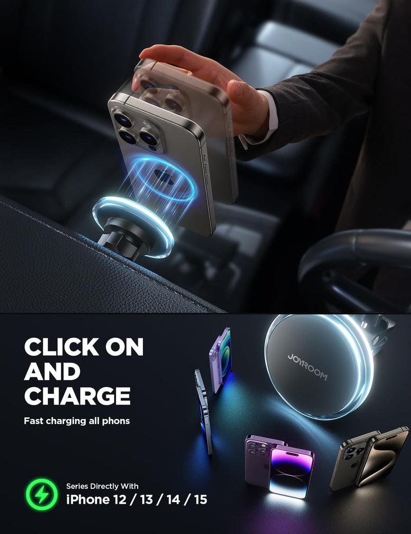[AUSTRALIA] - JOYROOM for Magsafe Car Mount Charger [15W No Heat Charging], Car Mount for iPhone Wireless Fast Charging, Magnetic Phone Mount Holder for Magsafe Charger Car Phone Holder Vent Fits iPhone 15 14 13 12 