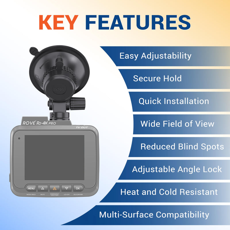[AUSTRALIA] - ROVE Suction Cup Mount for R2-4K, R2-4K PRO and R2-4K Dual Dash Cam Models 