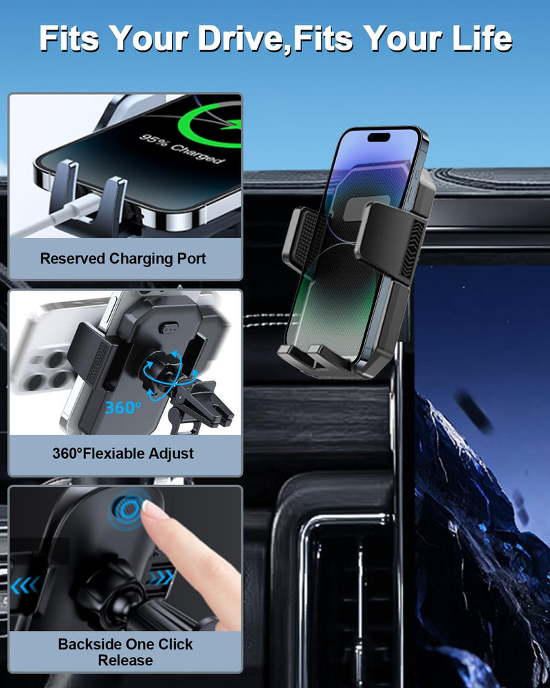 PZK Car Phone Holder for GMC Yukon/Yukon XL 2025 2026 Accessories 16.8-Inch | Auto Lock One Button Release Phone Holder 360° Rotation Phone Stand for 4.0-7.0'' phones Not Block Vent (Not Fit 15-inch) GMC Yukon/Yukon XL 2025-2026 (16.8-Inch)