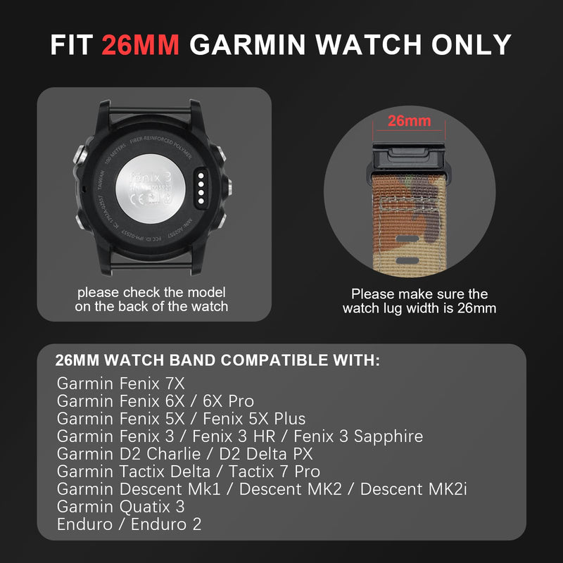 26MM Garmin Watch Nylon Magnetic Bands