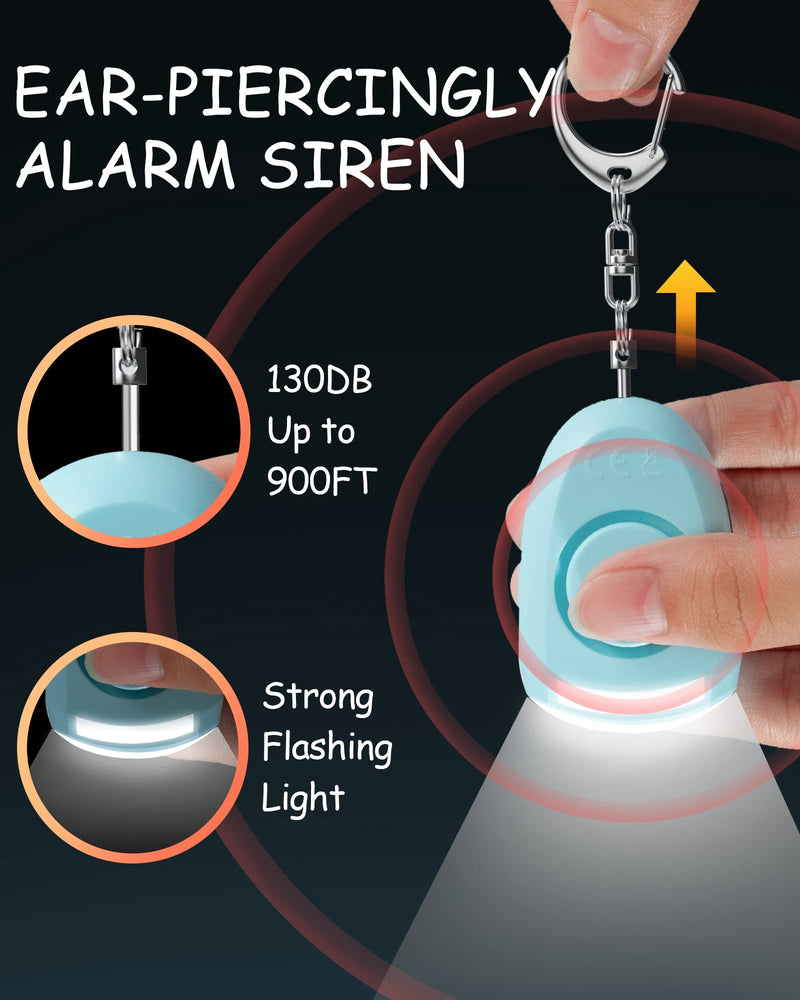 Rechargeable Personal Alarm for Women - Personal Safety Alarm, Siren Alarm, Flash Light, 130 dB, Self Keychain, Birthday Gifts for Women, Daughter, College Student, Girl, Teen, Kids (Aqua) Aqua