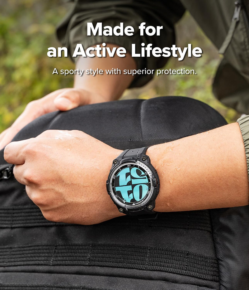 Ringke Bundle [Case with Strap + Screen Protector] for Galaxy Watch 8 Classic 46mm : Rugged Gear [Black] + Tempered Glass Pro [2 Pack]