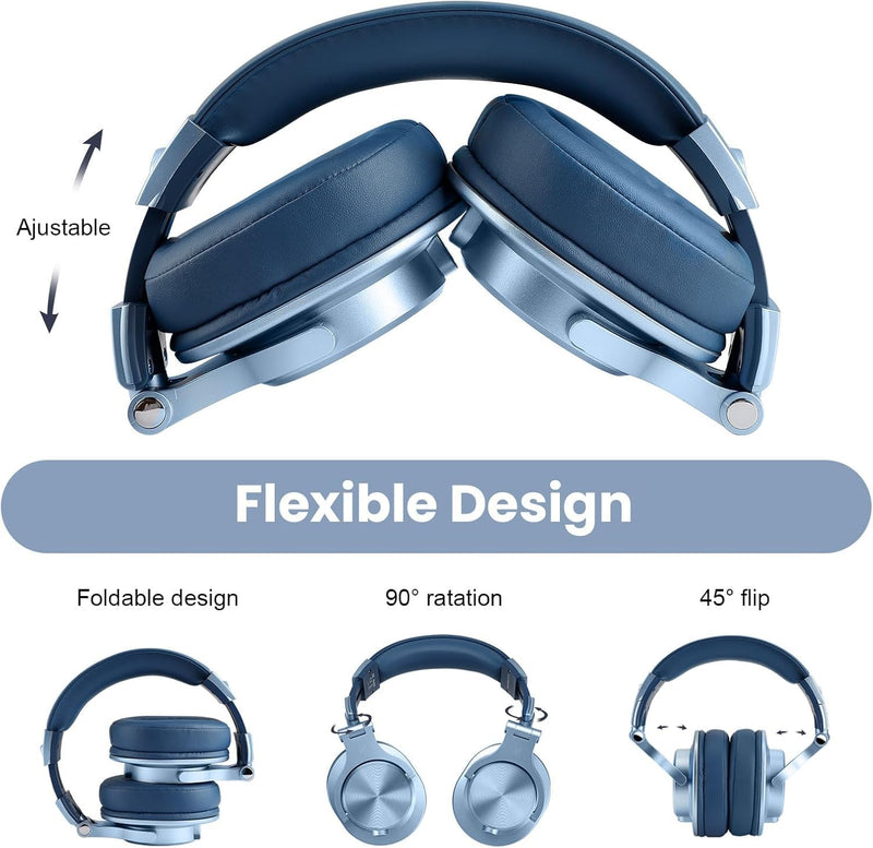 OneOdio A70 Bluetooth Over-Ear Headphones, Hi-Res Wired DJ Studio - SB | Wireless over-ear headphones with 72H playtime, 3.5mm/6.35mm wired jacks for studio monitoring, mixing, guitar, amp and PC Sky Blue