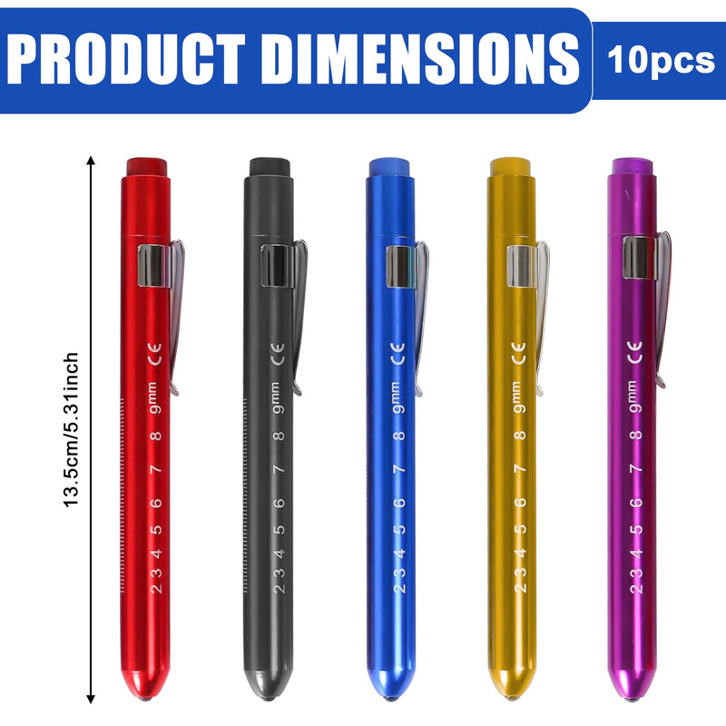 Pack of 10 Diagnostic Light Pupil Light Medicine: Pen Lights for Nurses Reusable LED Pen Lamp with Pocket Clip Pupil Light Emergency Service for Nurses Doctors