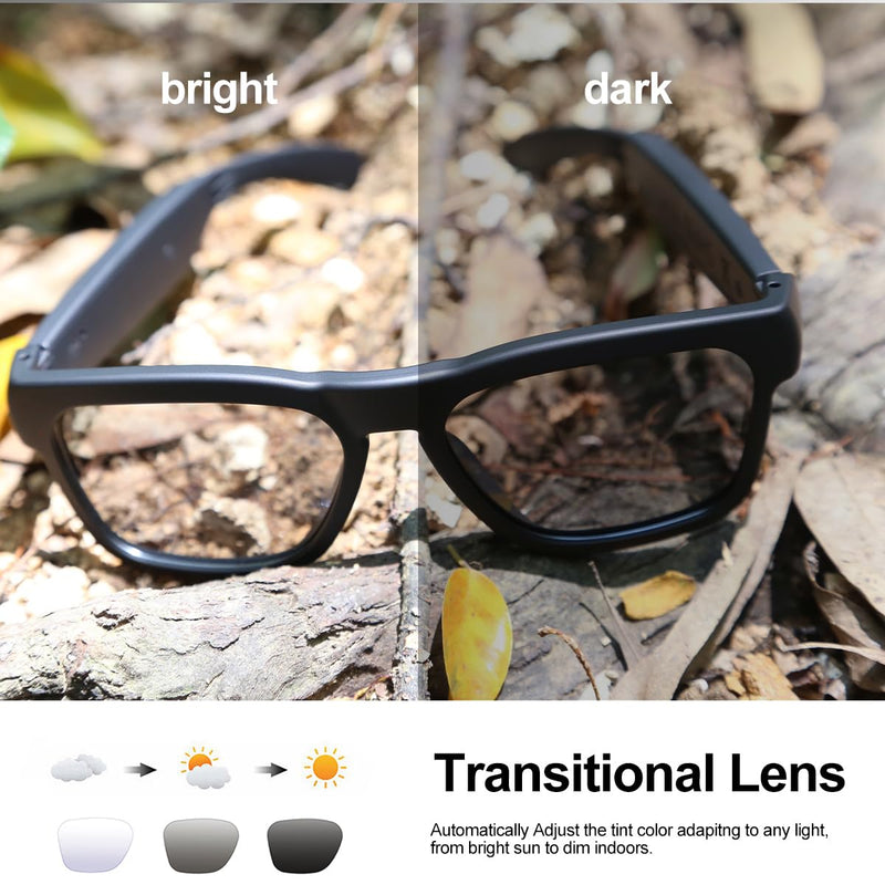 OhO sunshine Bluetooth Audio Sunglasses, Lightweight Open Ear Sport Glasses, 10H Playtime,Water Resistant with Voice Control Grey
