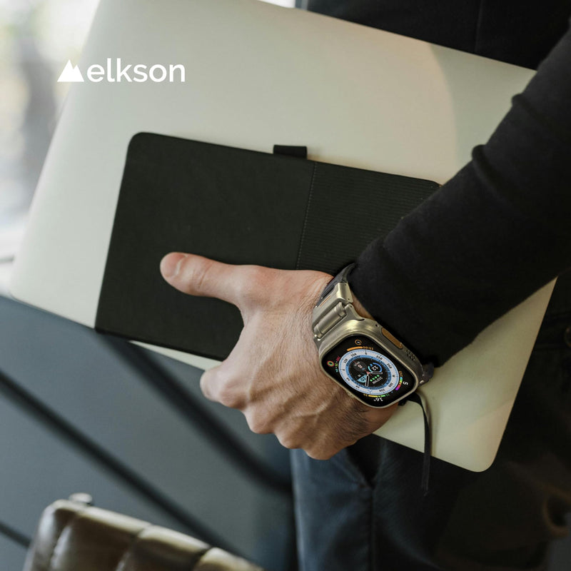 elkson Fusion Band for Apple Watch Ultra 3 2 1 49mm Series 11 10 46mm 9 45mm SE3 44mm – Stainless Steel Silicone Strap, Sweat-Resistant Breathable Secure Fit for Sports Work Travel Everyday Wear Black Stainless Steel / Black Silicone