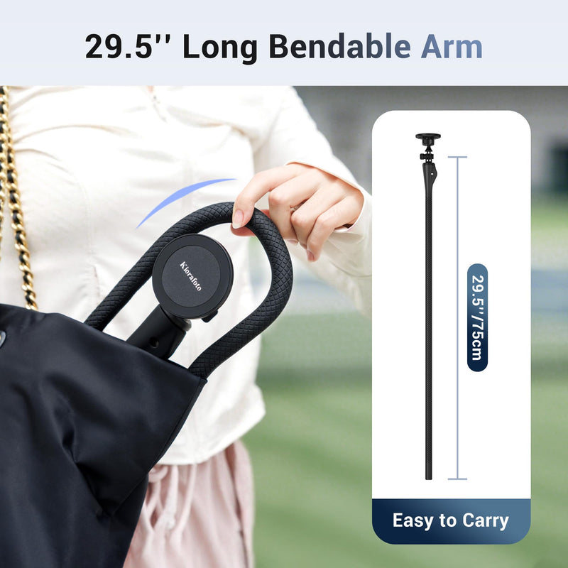 [AUSTRALIA] - 29.5'' Magnetic Flexible Gooseneck Phone Mount Holder for iPhone 17 16 15 Pro Max & Action Camera,Long Arm Bendable Selfie Stick Cell Phone Stand with 1/4"20 for Stroller Treadmill Gym Shopping Cart Wrap Around Holder 