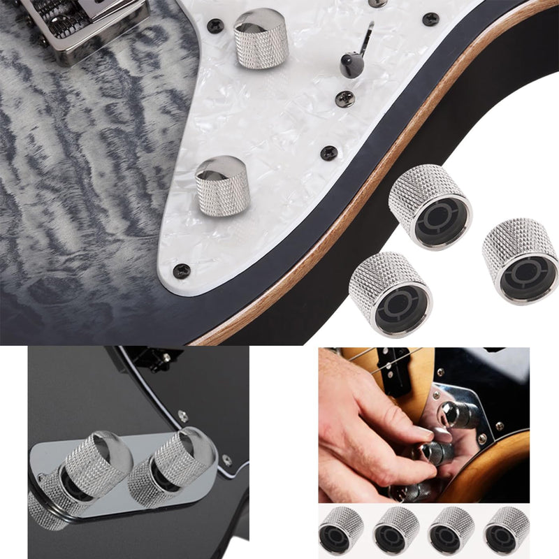 [AUSTRALIA] - 4Pcs Silver Metal Dome Tone Knob for Electric Guitar Bass Parts 