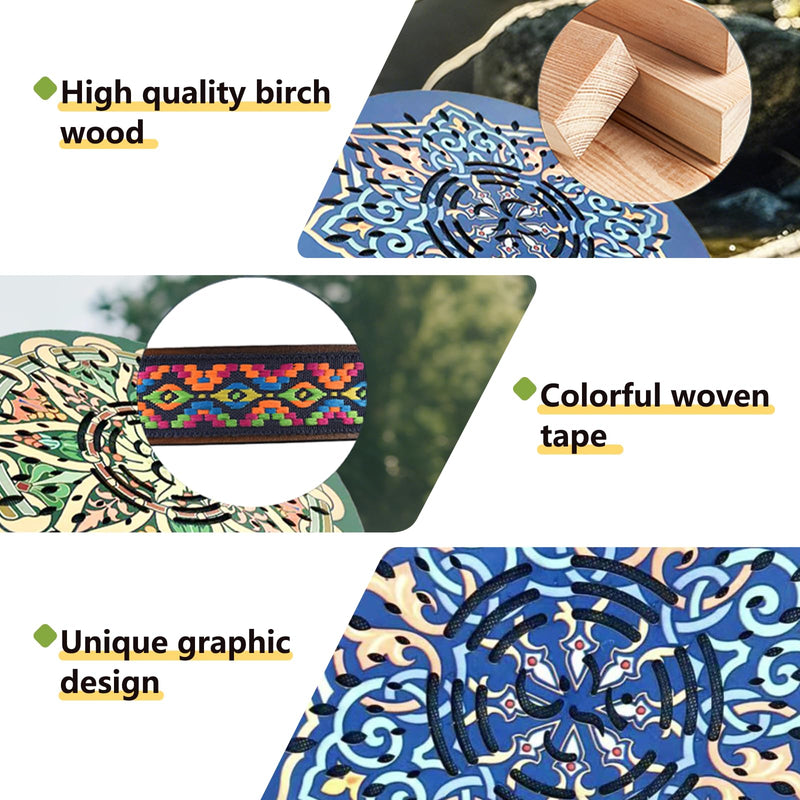 12INCH Ocean Drum,Sound Healing,Rain Disk "Water-Fall",Onomatopoeic Music,Gift For Yoga Meditation Performance Accompaniment（Green Flower） Green Flower