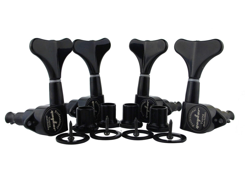 [AUSTRALIA] - Guyker Guitar Bass Tuners (2R + 2L) - 1:17 Ratio Headstock Sealed Tuning Key Pegs Machine Head Replacement for Electric Jazz Bass or Precision Instruments - Black 2R + 2L 