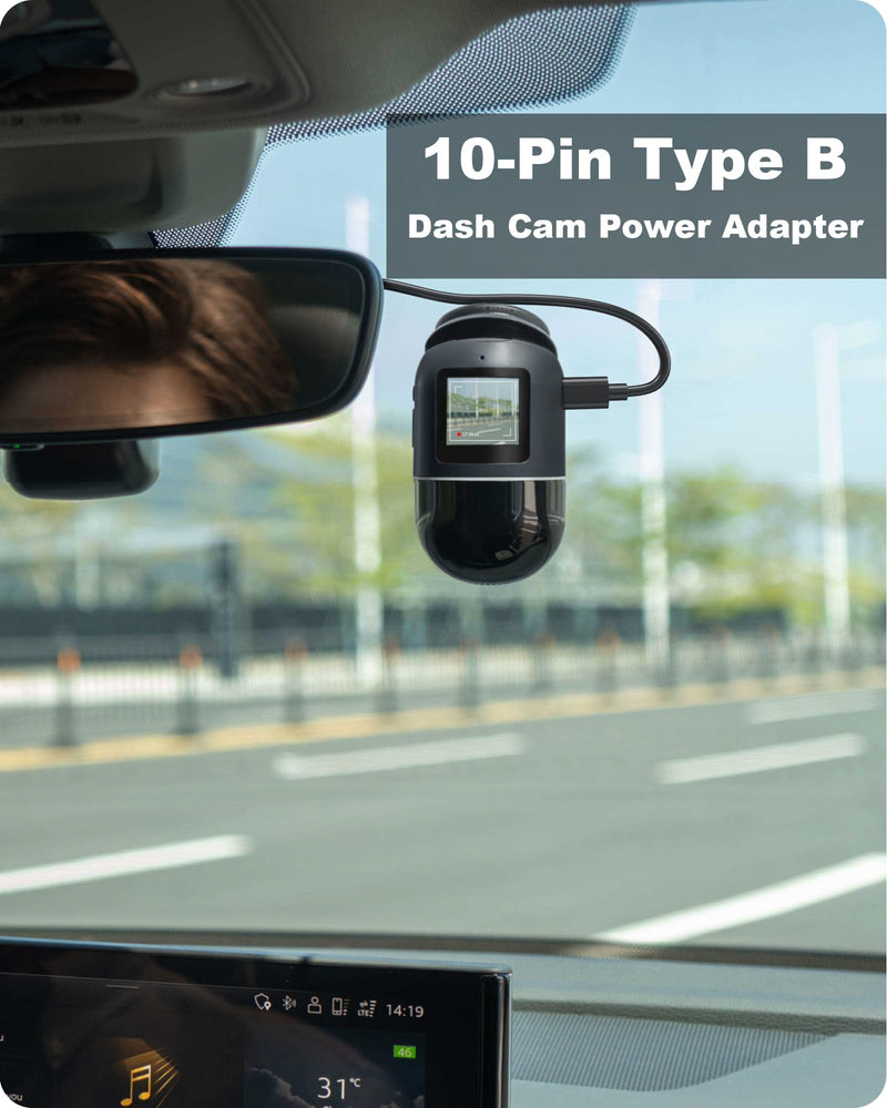 Dash Cam Power Adapter 10 PIN Type B for Toyota, Lexus, Subaru Models - Rearview Mirror Compatible With 3 USB Cable