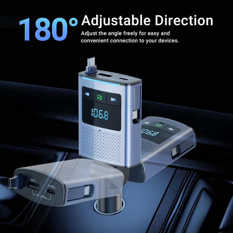 [AUSTRALIA] - Deepfeel Bluetooth 5.3 FM Transmitter, Fast Charging [PD45W & QC3.0] FM Radio Transmitter Mics, Light Switch, HiFi Bass Sound, Wireless Music Hands-Free Calling LED Display Support USB/TF Drive 