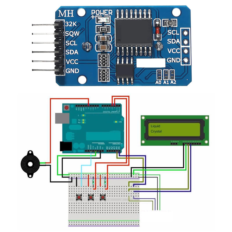 RTC IIC Precision Clock Module, QIQIAZI Real-time Module Clock RTC Sensor with Battery Compatible with Arduino (Pack of 5) 5 PCS