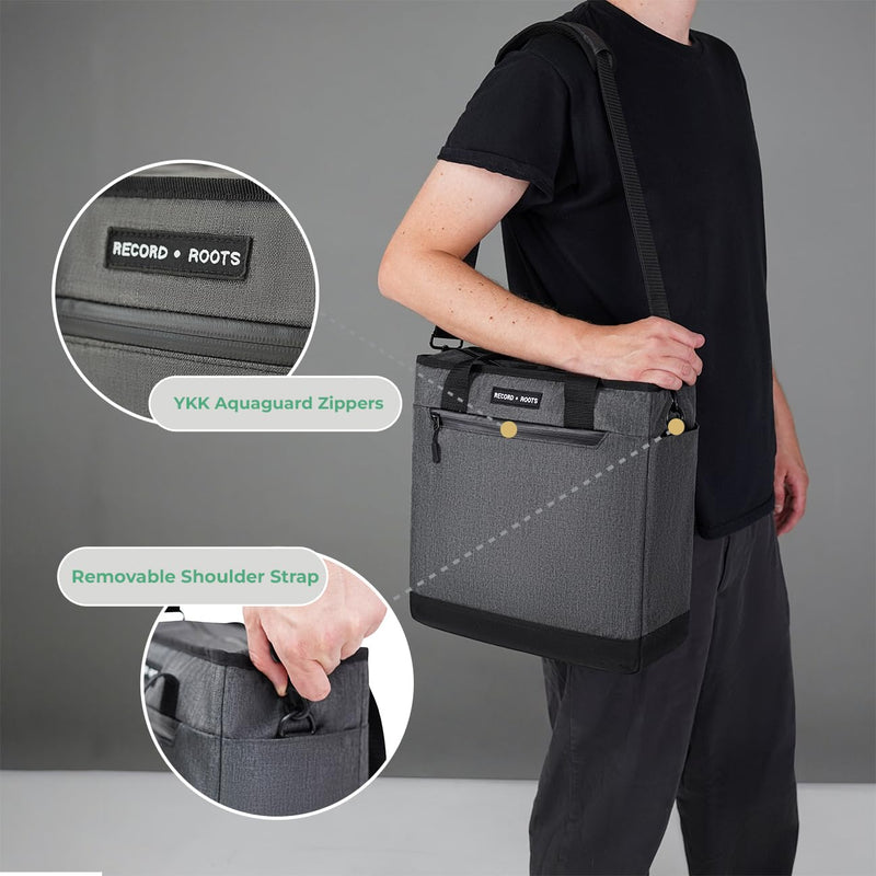 Vinyl Record Carry Bag – Maximum Protection & Water-Resistant Storage Holder Collector-Grade DJ Travel Case for 12-Inch LP Records Adjustable Shoulder Strap, Lightweight Vinyl Holder