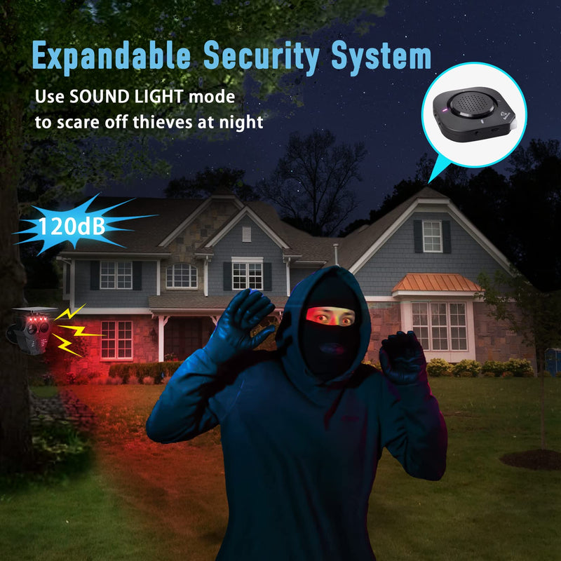 1/2 Mile Long Range Solar Wireless Driveway Alarm System IP65 Weatherproof Outdoor Motion Detectors&Sensor 120dB Siren Sound Light Security Alert System Monitor&Protect Outdoor/Indoor Property(1R1S) 1Receiver and 1Sensor