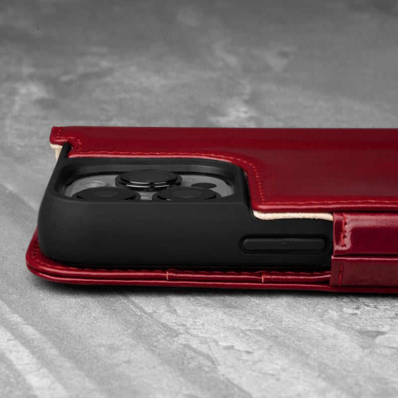 TORRO Case Compatible with iPhone 13 Pro Max – Premium Leather Wallet Case with Kickstand and Card Slots (Red) Red