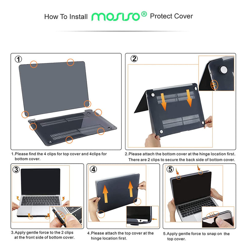 MOSISO Compatible with MacBook Air 13 inch Case 2022, 2021-2018 Release A2337 M1 A2179 A1932 Retina Display Touch ID, Plastic Hard Shell&Keyboard Cover&Screen Protector&Storage Bag, Frost