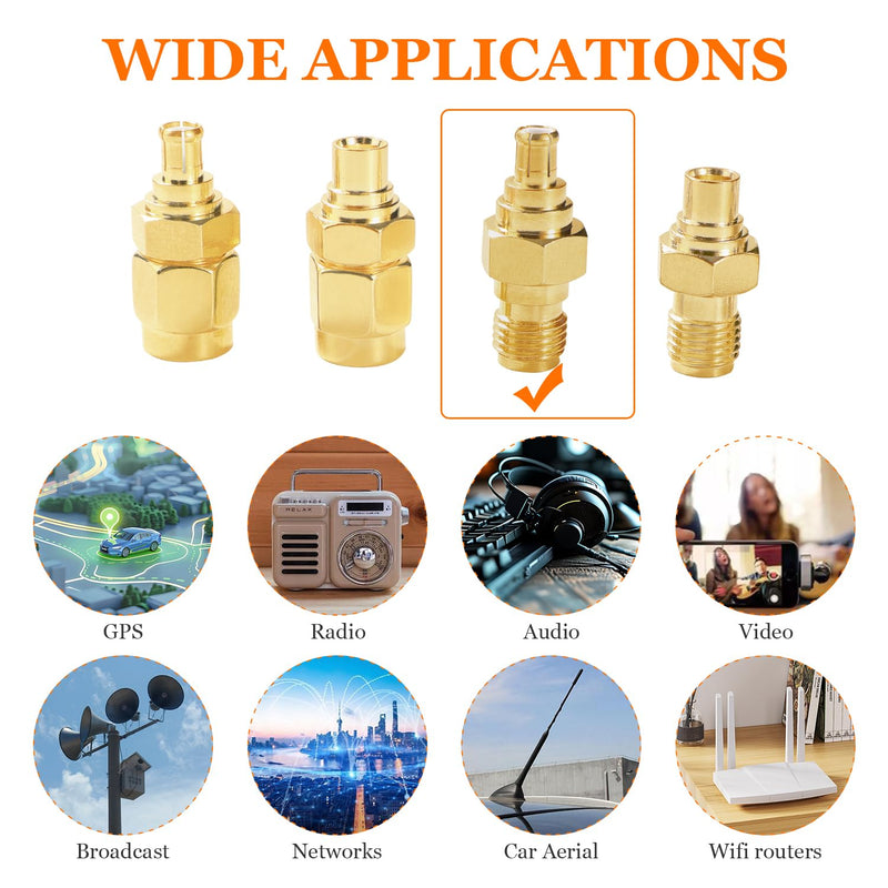 KUOQIY 2 pieces SMA female to MCX male antenna plug, SMA to MCX adapter, for antenna 4G LTE WiFi wireless router GPS system