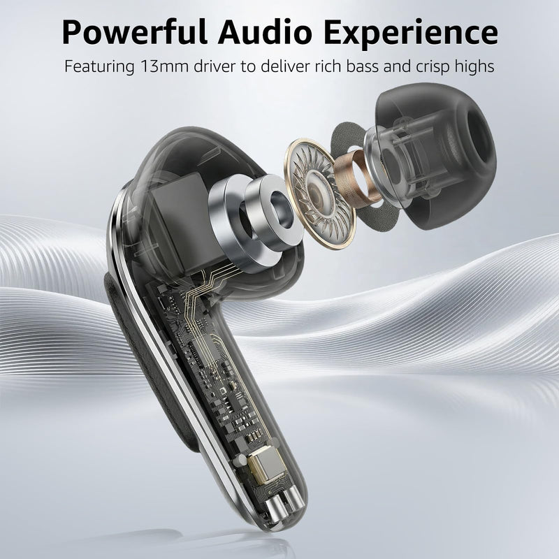 Wireless Bluetooth 5.4 Earbuds with LED Smart Display, ENC Noise Reduction,Touch Control, 13MM Driver, Deep Bass, for iPhone Samsung Google Pixel Android Phones Tablets