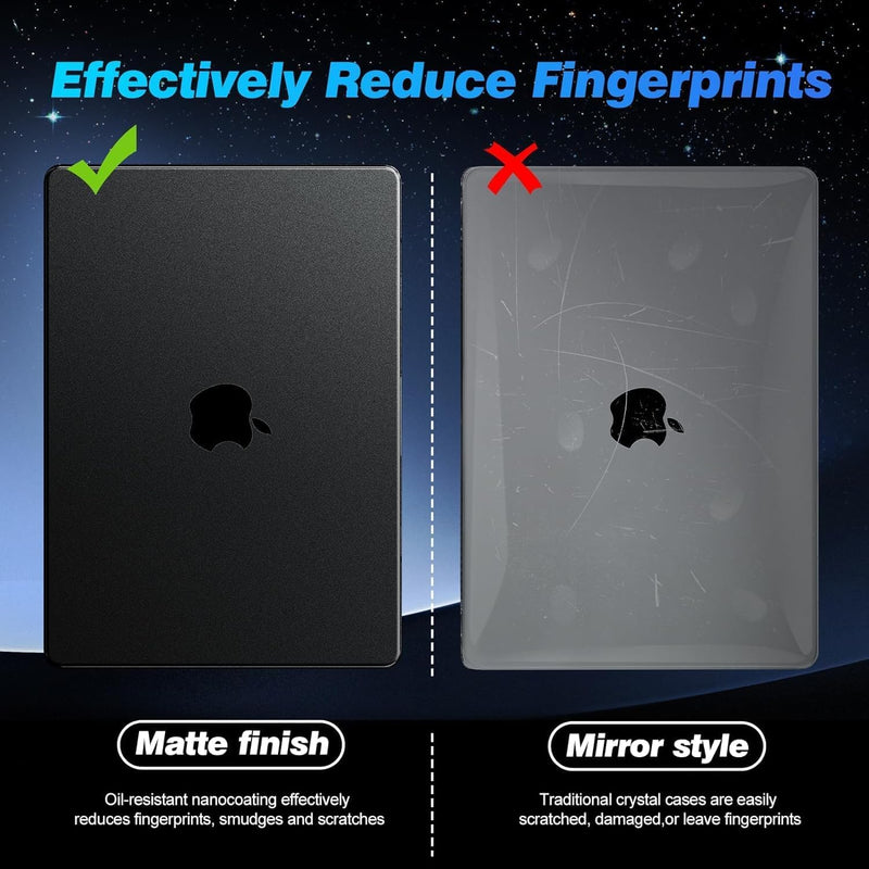 [AUSTRALIA] - EooCoo [Ultra Thin Armor] Case Compatible for MacBook Pro 16 inch 2024-2021 M3 M2 M1 A2991 A2780 A2485, [100% Match Space Black] [Anti-Fingerprint] Hard Shell&Keyboard Skin, Space Black Clear 