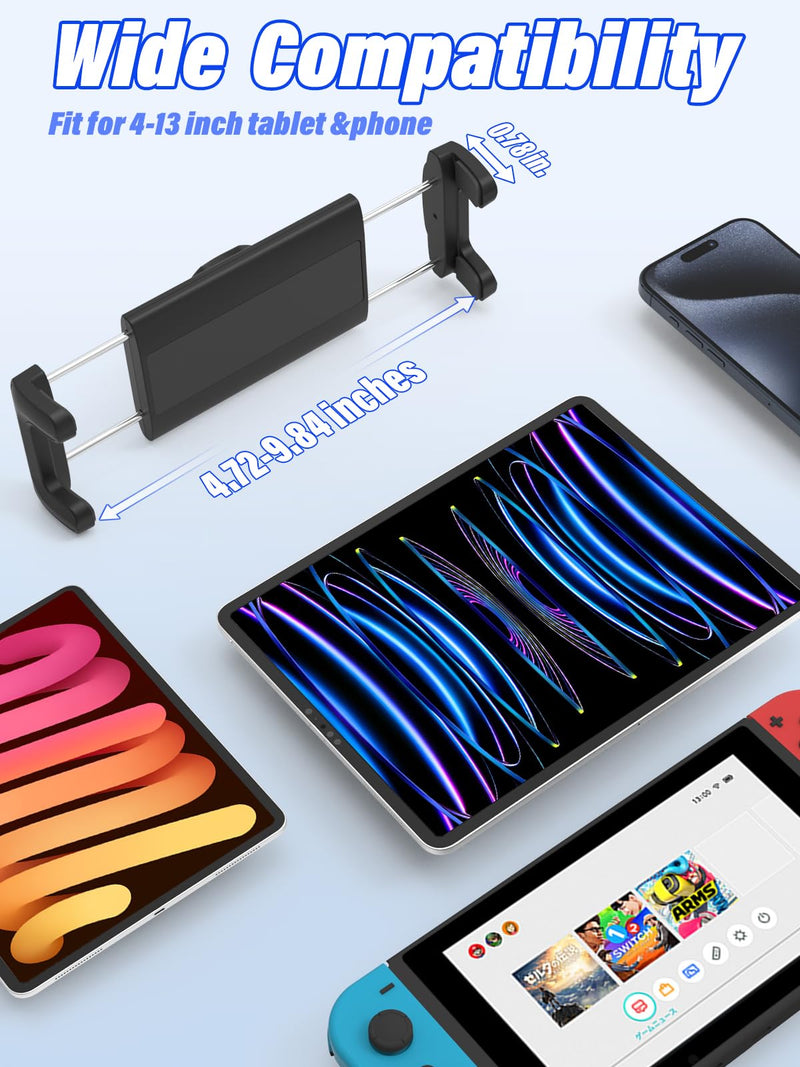Metal Arm Cup Holder Car Tablet Mount, 720 ° Rotation Cupholder Tablet & Phone Stand Compatible with iPad Pro Air Mini iPhone 15/14/ 13/12 Max Pro and 4.7-12.9 inch Mobile Phone Tablet