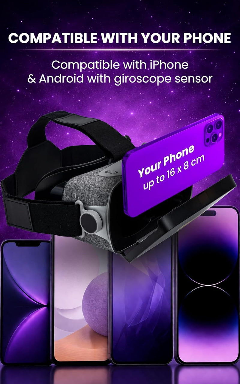 Heromask Essentials VR Headset for Phone · 3D Films & 360° Videos | 3D films, 360° videos & VR games with your smartphone. Adjustable HD lenses. Gift for adults & families