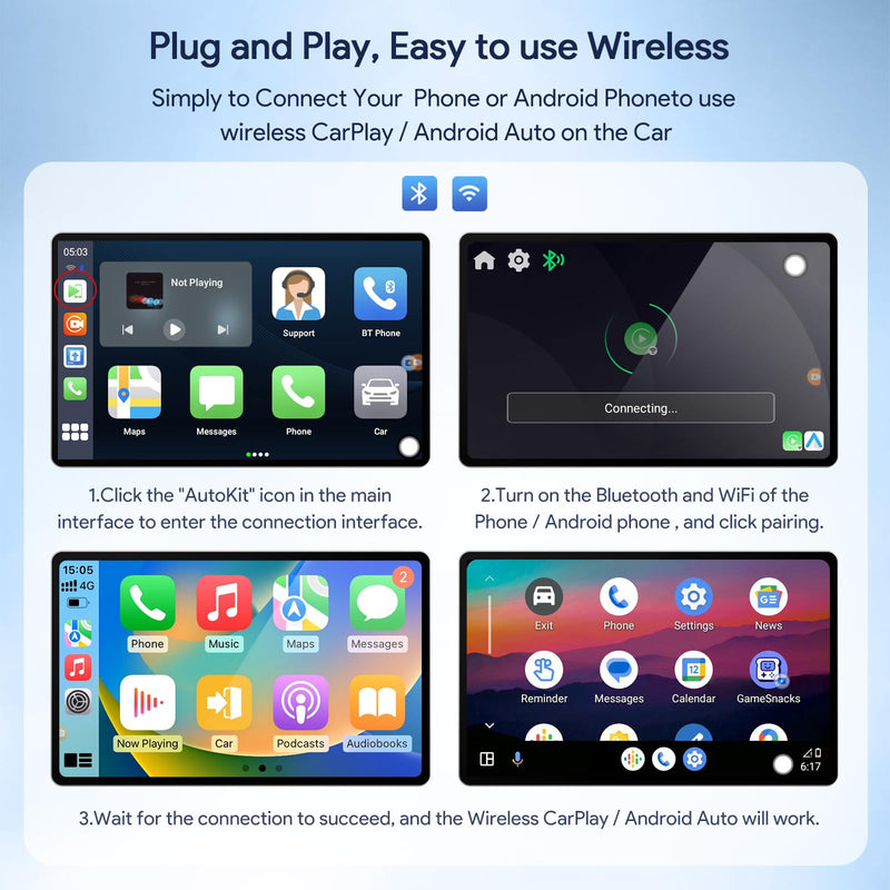 Carplay AI Box, Wireless Carplay Android Auto Smart AI Box Support Mirrorlink/TF Card Multimedia Video Box for OEM Wired Carplay AI Box Lite