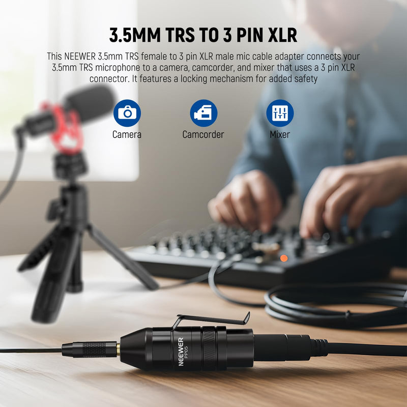 [AUSTRALIA] - NEEWER 3-Pin XLR Male to 3.5mm Female TRS Transforming Adapter, Audio Converter for Camera, Camcorder, Video Recorder, Audio Mixer, Speake, Sound Drive, PP05 