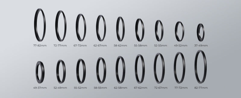 K&F CONCEPT 18 Pieces Filter Ring Adapter Set 18 pcs Step-Up/Down Rings (37-82mm)