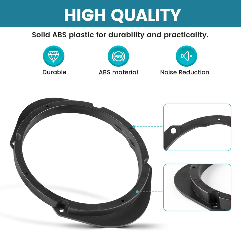 5"x7" / 6”x8” to 6.5” Door Speaker Spacer Bracket Adapter for Select 1992-2014 Ford/Lincoln/Mercury, 6.5 inch Speaker Ring Adapter Solid Plastic, 6 1/2 inch Aftermarket Speaker Adapter, 2PC
