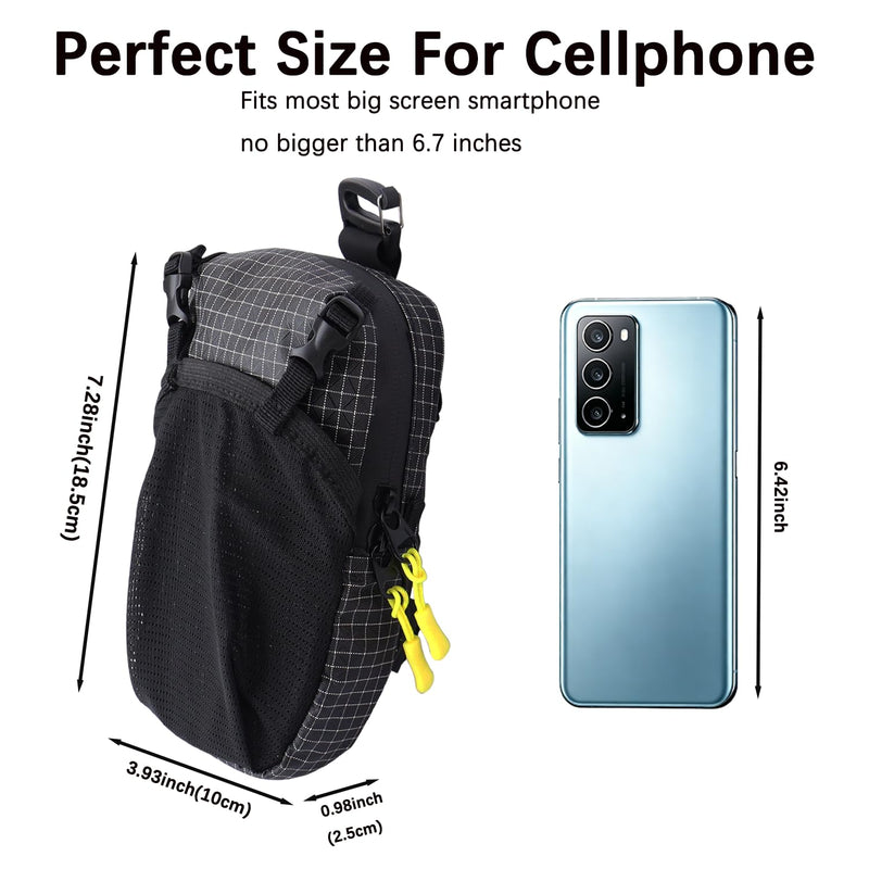 weryerker Backpack Shoulder Strap Pouch - Waterproof Strap Pack Phone Pouch, Backpack Strap Pocket Attachment Bag for Hiking, Travel, Cycling (Black) Black