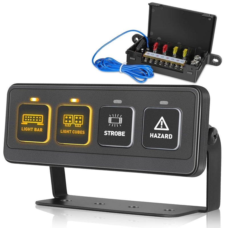 [AUSTRALIA] - OFFROADTOWN 4 Gang Switch Panel Wireless Remote Control 4 Light Modes Multifunction Controller System Compact Mini Relay Switch Box Offroad Light Switch Panel for Trucks UTV ATV SUV Pickup Jeep Boat 