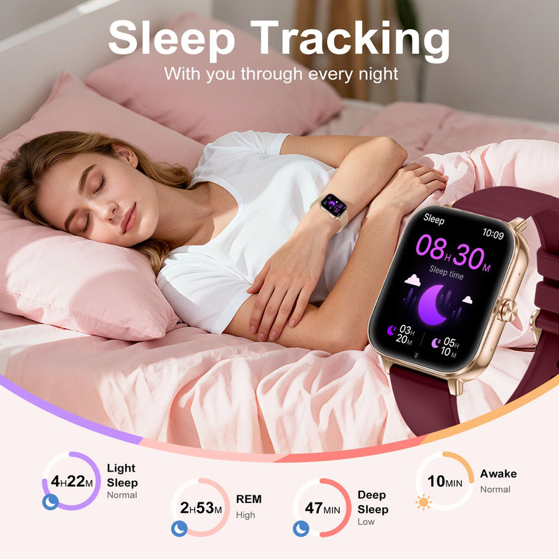 Smart Watches for Women (Android&iPhone), 1.85" HD Smart Watch with Calls/Messages/Notifications, 1000mAh Battery lasts 20 days, Heart Rate/Sleep Monitoring, 130+ Sports Modes Activity Trackers