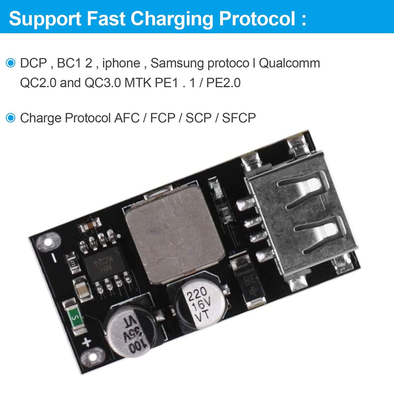zalati DC-DC Power Buck Module Step-Down Converter Power Supply Voltage Regulator Compatible with QC2.0 QC3.0 FCP PD AFC - 1 Port