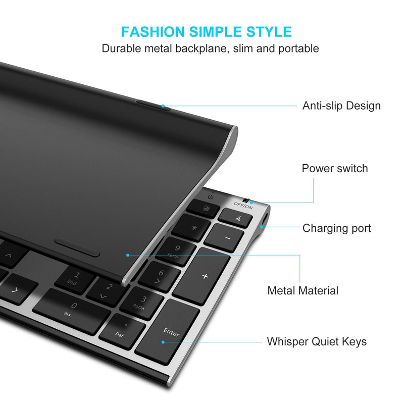Wireless Keyboard and Mouse, Vssoplor 2.4GHz Rechargeable Compact Quiet Full-Size Keyboard and Mouse Combo with Nano USB Receiver for Windows, Laptop, PC, Notebook-Dark Gray Dark Gray