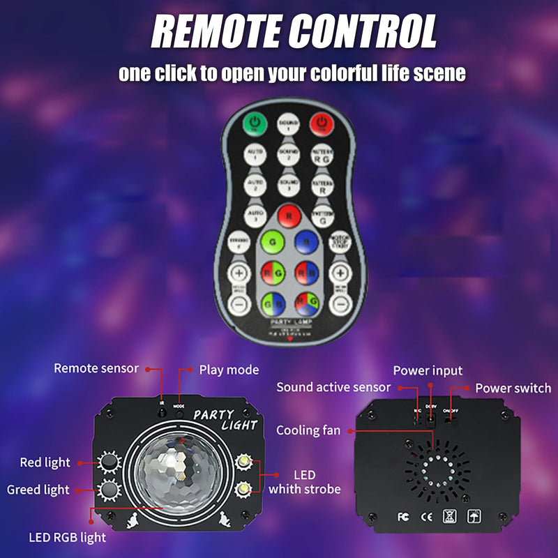 USB Powered 60-Patterns 240 Conbination Effects Stage Light Party Light Sound-Activated Disco Ball Laucnpty DJ Party Light Ideal for Christmas, Raves, Home Karaoke, Dance, Clubs, and Bar Parties