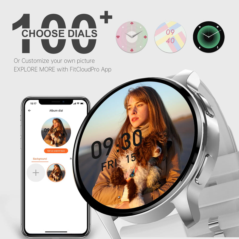 Smart Watch for Women, Bluetooth Smartwatch Make/Receive Calls With 24-hour heart rate&sleep monitor, IP68 Waterproof Fitness Tracker Watch for Android iOS, 120+ Sports Modes, 200+ Dials（Silver）