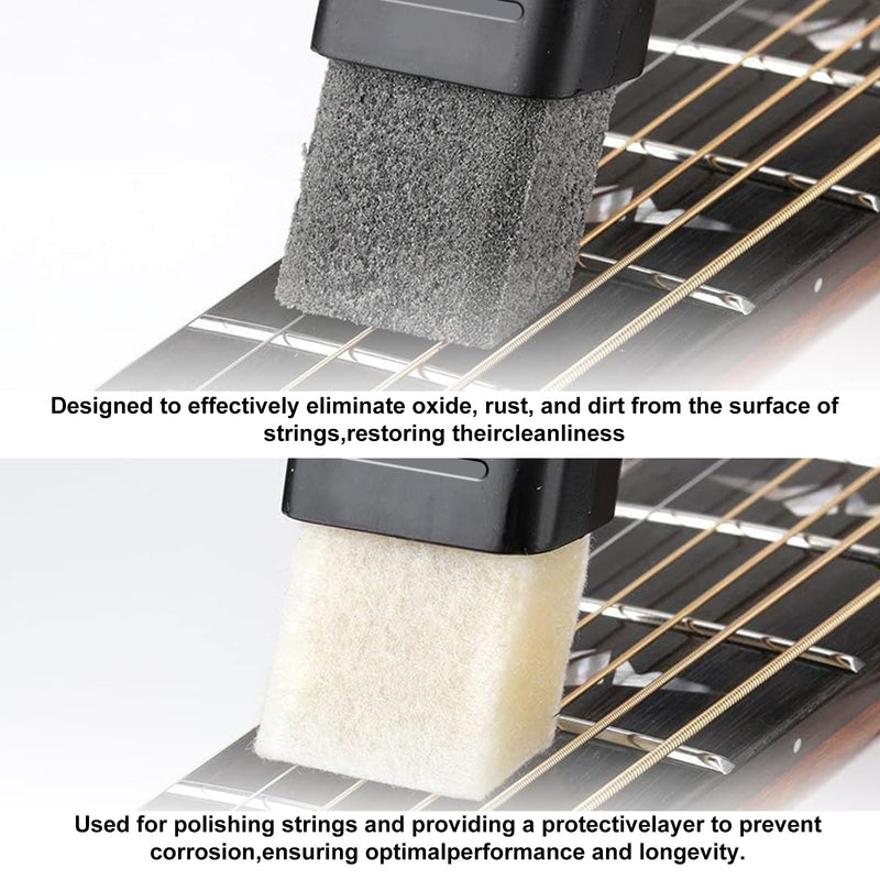 [AUSTRALIA] - MAXCHEER 2pcs Guitar Cleaner Kit Dual Head Guitar Strings Cleaner Eraser - Rust Remover with Lubricant in Brush String and Clean Fretboard Cloth Tool Scrubber for Violin/Bass/Ukulele/Electric Guitars String Cleaner+Oil 