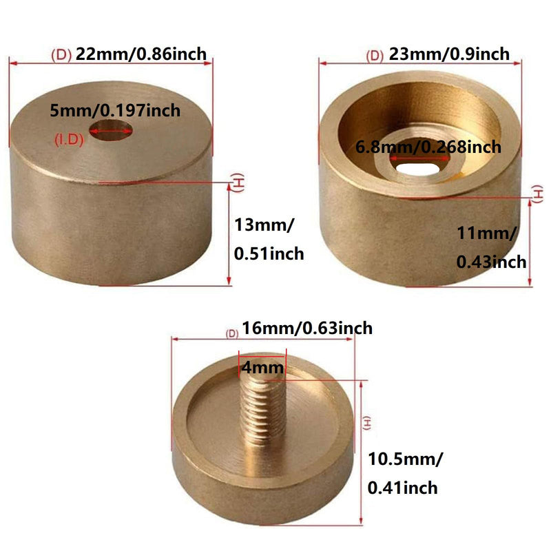 9pcs Trumpet Trim Kit Bach Trumpet Bottom Valve Cap Weighted for Improving the Sound MEDIUM, Raw Brass