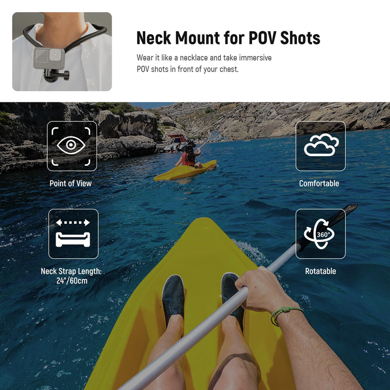 NEEWER Magnetic Neck Mount Holder with Phone Clip Compatible with GoPro Hero 12 11 10 MAX DJI Action 4 Insta360 iPhone Samsung, Quick Release POV Action Camera Necklace Mounting Vlog Aceessories, GP15