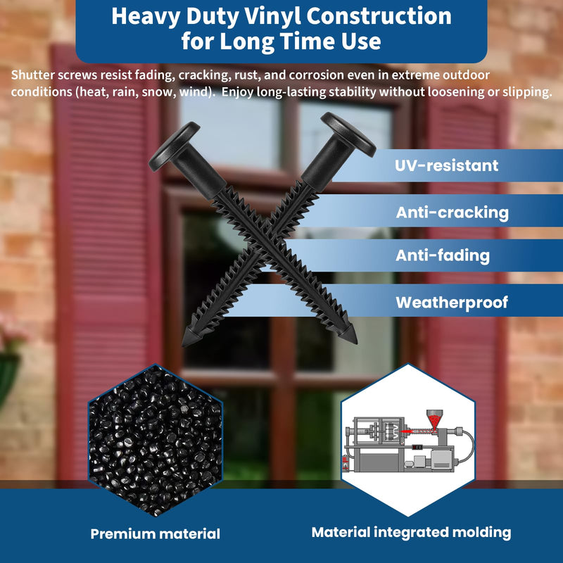 [AUSTRALIA] - 60 Pcs 3 Inch Vinyl Shutter Fasteners Heavy-Duty Shutter Loks for Exterior Decorative Shutters, UV-Resistant & Rustproof Peg Lok Pins with Enhanced Grip for Vinyl/Aluminum/Wood Shutters 
