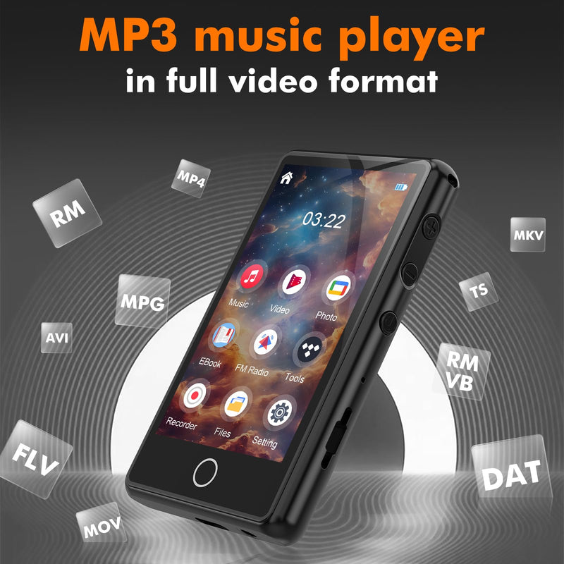 [AUSTRALIA] - 80GB MP3 Music Player with Bluetooth, 3-inch Portable MP4 Player Support All Formats Video with Built-in Speaker, FM Radio, Video, E-Book, Recording. Expandable up to 256GB, Black 