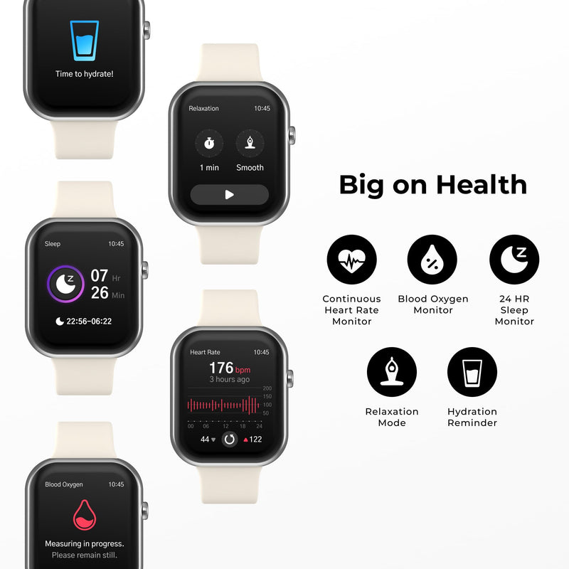 iTouch AIR 5 Smartwatch, 1.85" AMOLED Display, Bluetooth Calling, 100+ Sports Modes, Heart Rate, SpO2, Sleep & Stress Tracking, Water Resistant, 7-Day Battery Life, for Android & iPhone Silver / Black