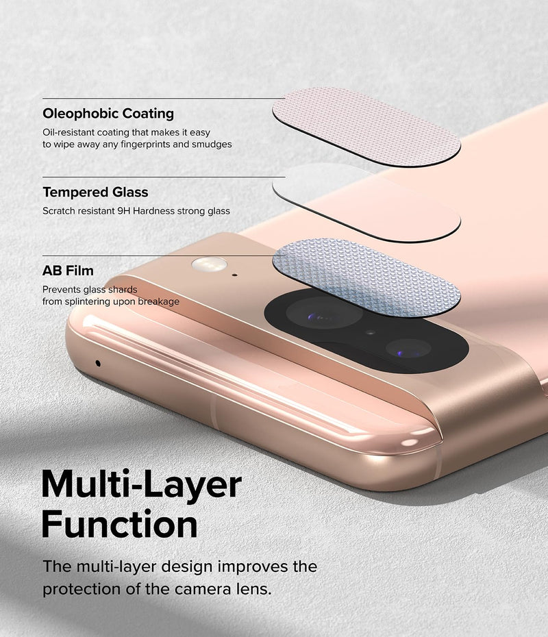 Ringke Camera Glass [Multi-Layer Protection] Compatible with Google Pixel 8 Camera Lens Protector, Tempered Glass Cover - 3 Pack