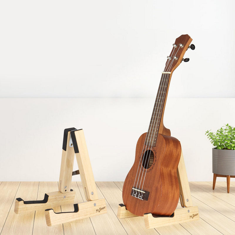 [AUSTRALIA] - Mr.Power Oak Violin Stand with bow holder, Wood Soprano Ukulele Floor Stand, Portable A-Frame Folding Music Holder for Viola Small Guitar Musical Instrument, for Concert Home Studio Exhibition 