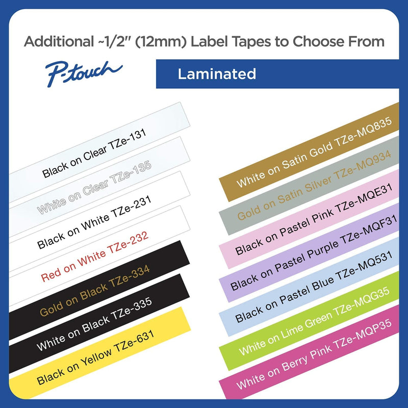 [AUSTRALIA] - Brother Genuine P-touch TZE-231 Tape, 1/2" (0.47") Wide Standard Laminated Tape, Black on white, Laminated for Indoor or Outdoor Use, Water-Resistant, 0.47" x 26.2' (12mm x 8M), TZE231 Black on White Standard 