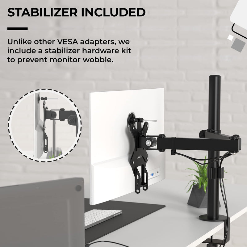 HumanCentric VESA Mount Adapter for HP Monitors 22er, 22es, 22f, 23er, 23es, 23f, 24ea, 24ec, 24er, 24es, 24f, 24fw, 25er, 25es, 25f, 27er, 27ea, 27es, 27f, 27fw, 27ec VESA Adapter Bracket (Black) One Pack