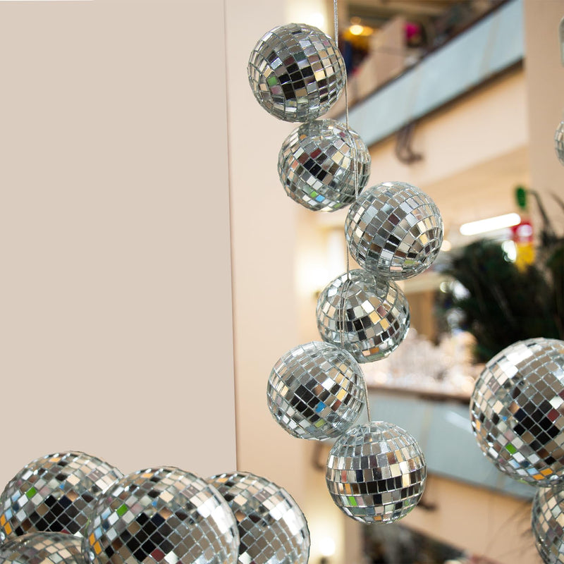 The Dreidel Company Mirror Disco Ball With Attached String For Hanging Ring, Reflects Light, Party Favor, 2" (6-Pack) 6-Pack